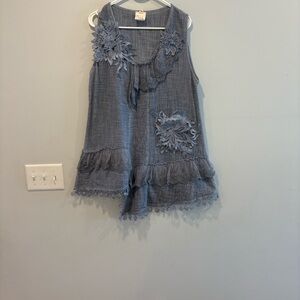 Pretty Angel Blue Tunic with Lace Accents